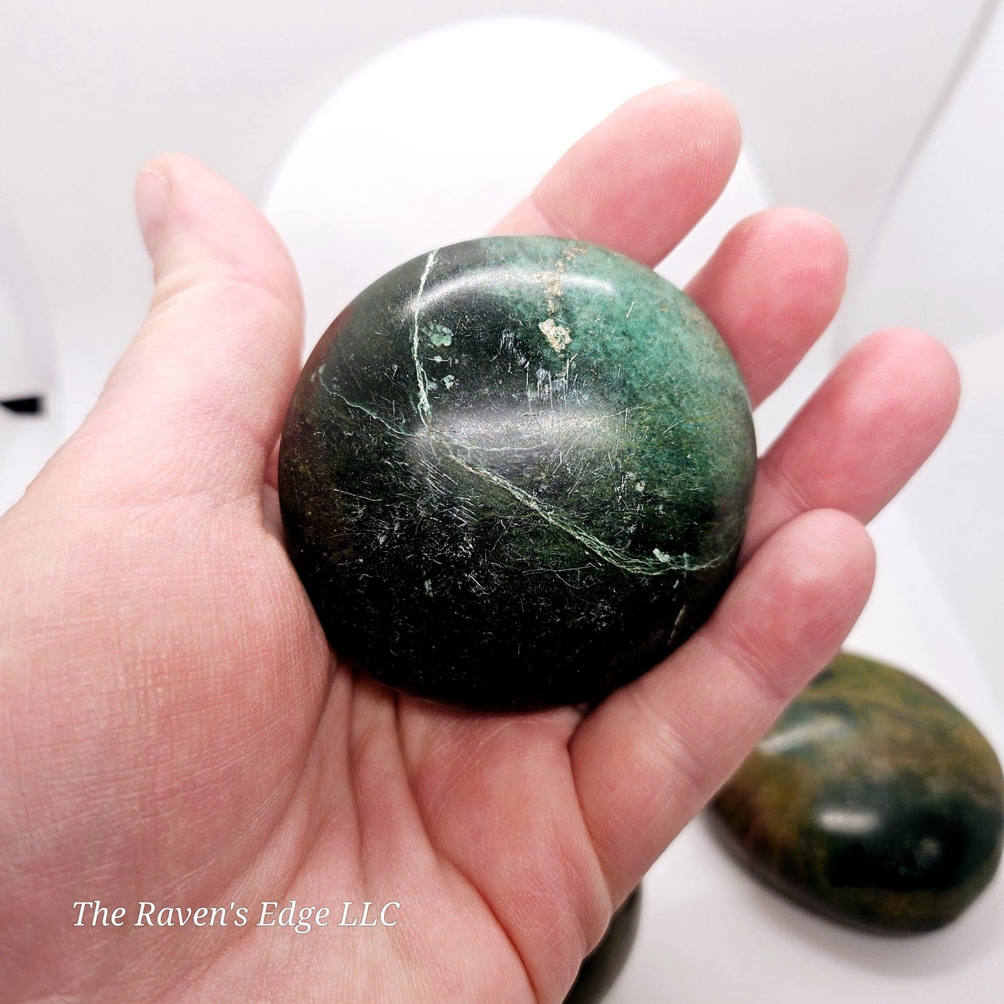 Green Verdite Jade Palm Stone – Zimbabwean Serpentine for Grounding & Wisdom