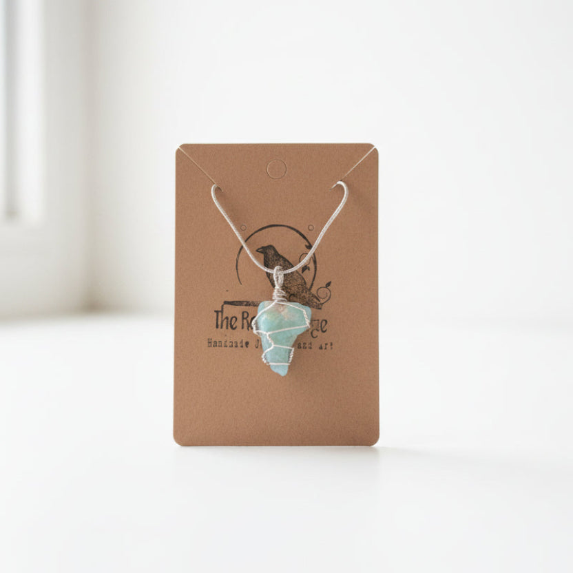 Larimar Wire-Wrapped Pendant Necklace - Handcrafted