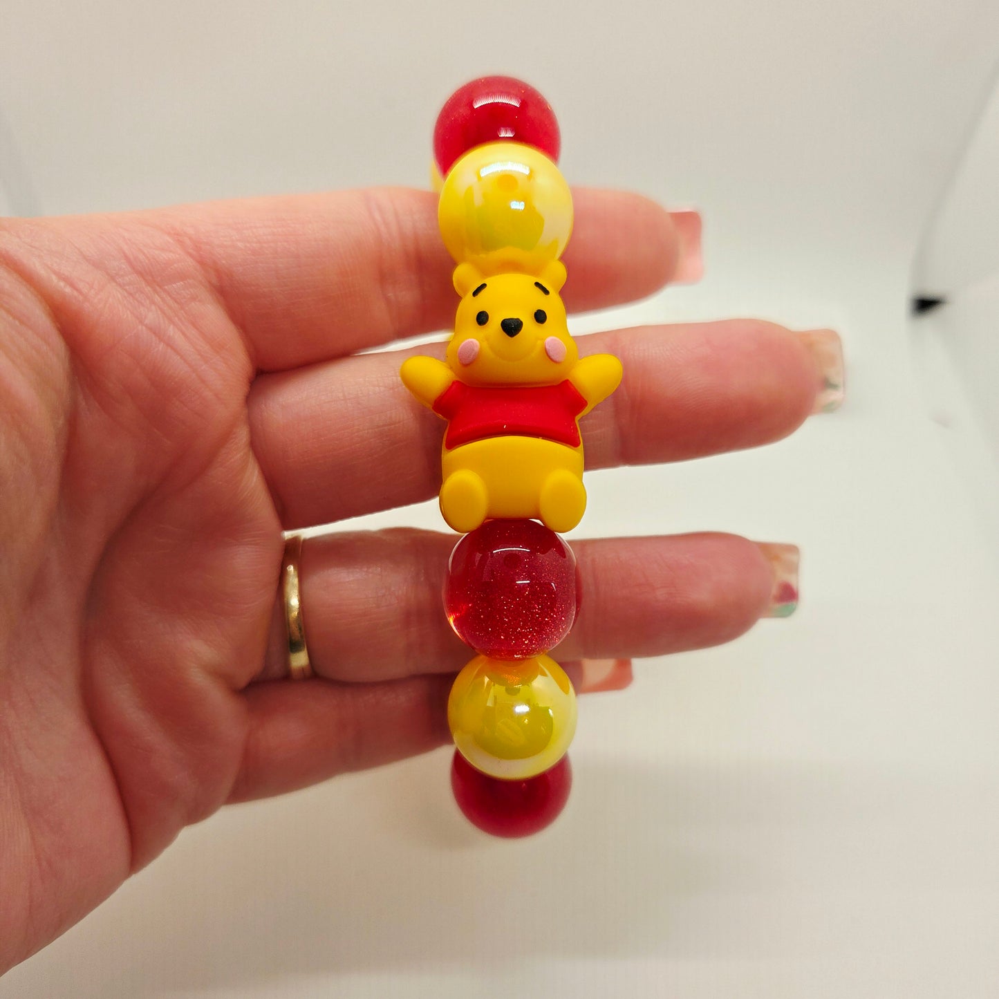 Pooh Glitter Gumball Bead Stretch Bracelet