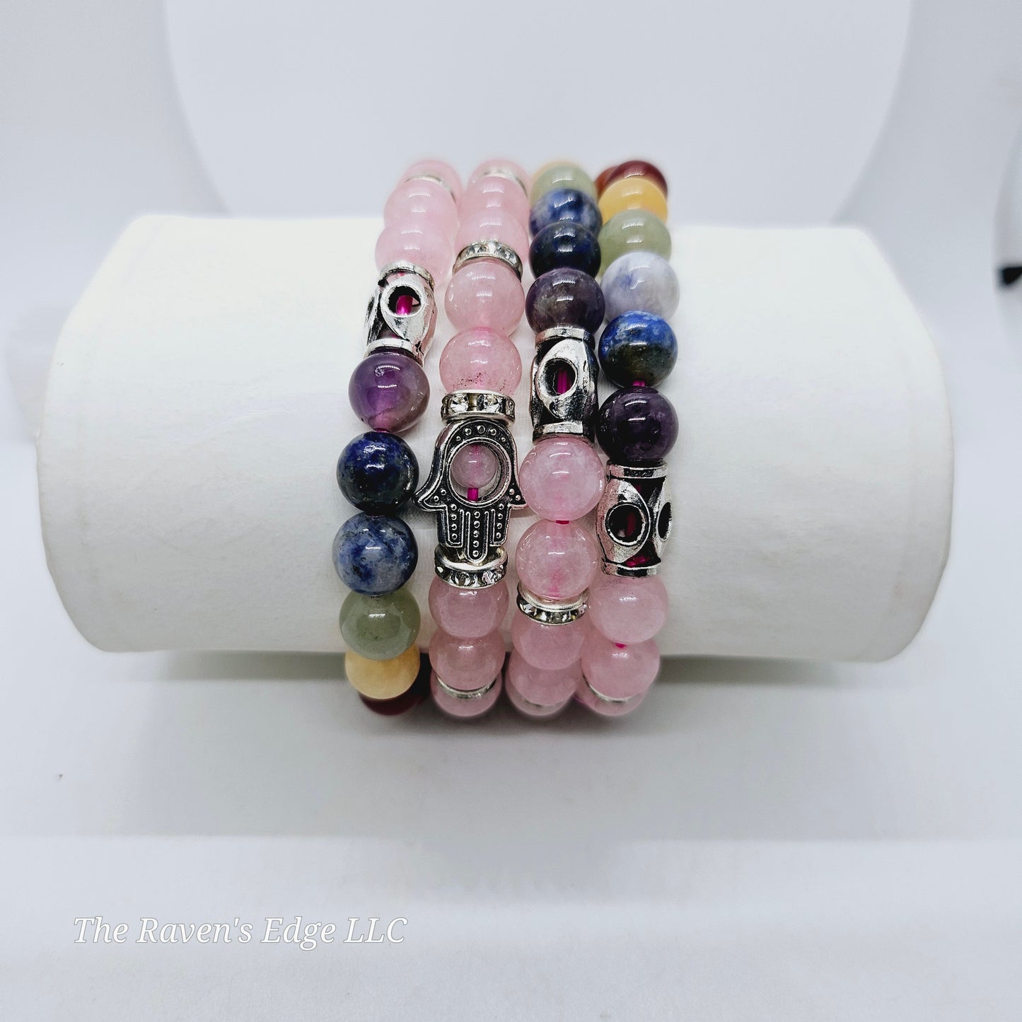 Rose Quartz Chakra Hamsa 8MM Beaded Bracelet