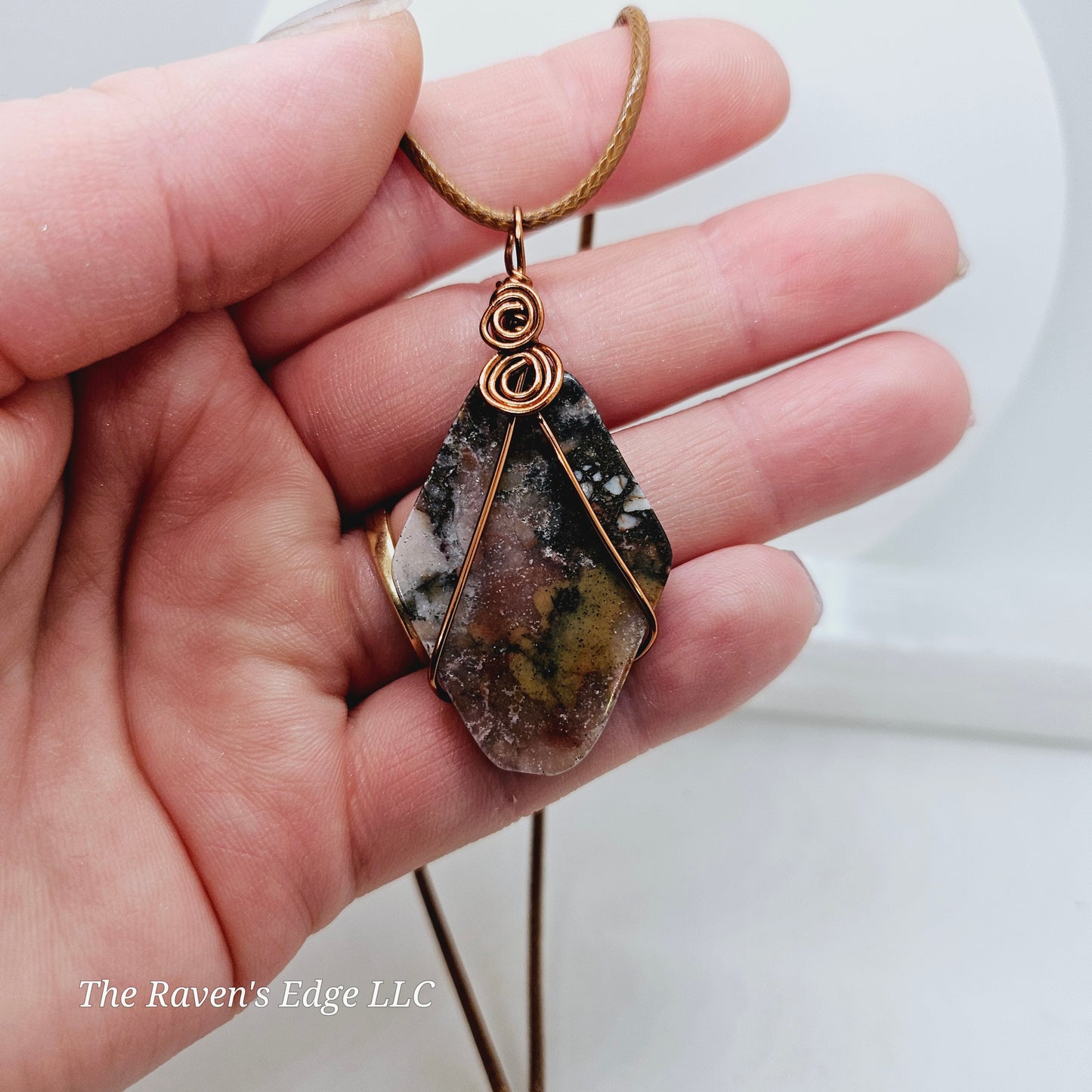 Tan Jasper Handmade Wire Wrapped Necklace