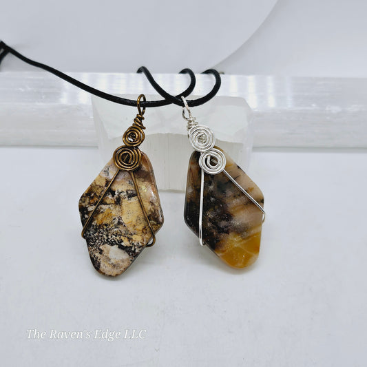 Tan Jasper Handmade Wire Wrapped Necklace