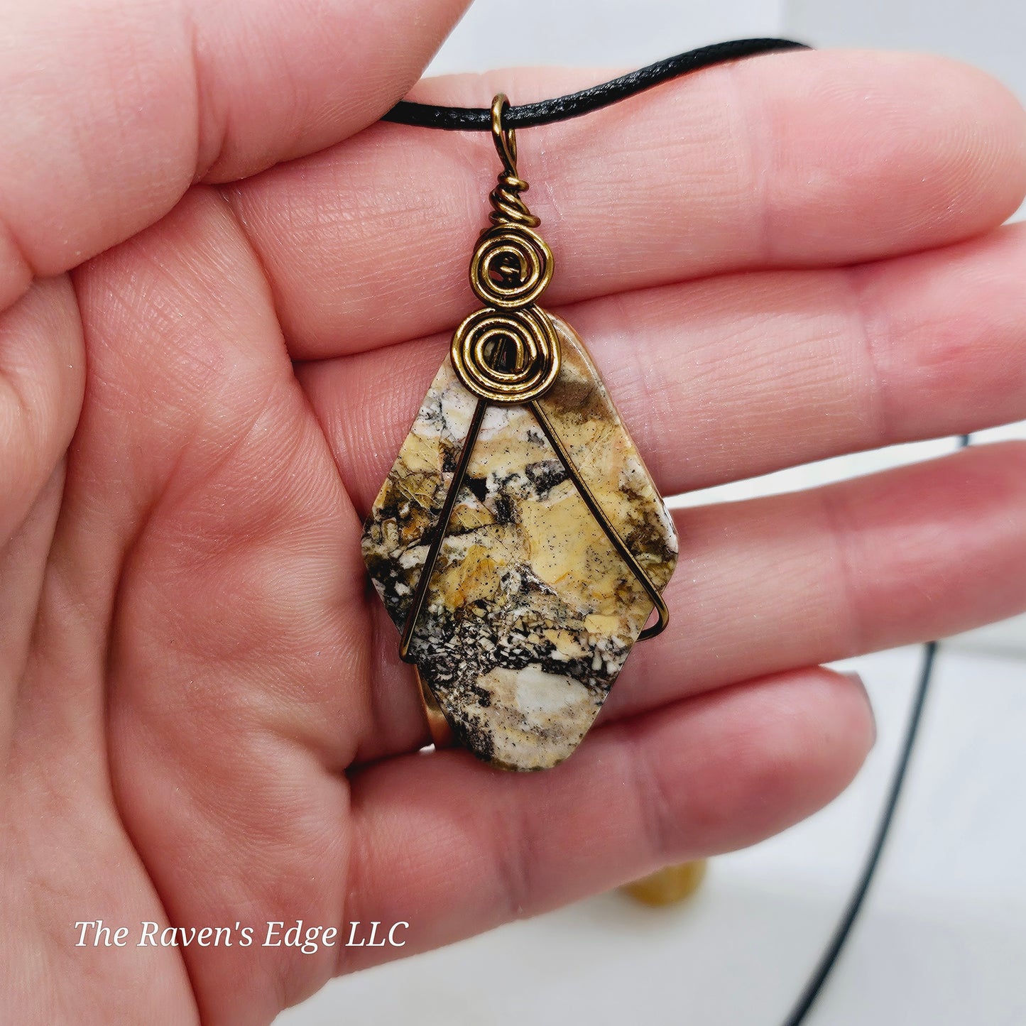 Tan Jasper Handmade Wire Wrapped Necklace