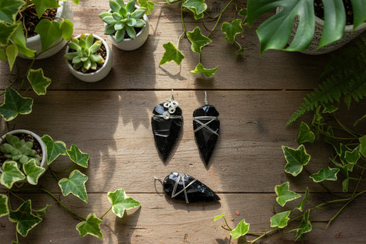 Obsidian Arrowhead Necklace Handmade