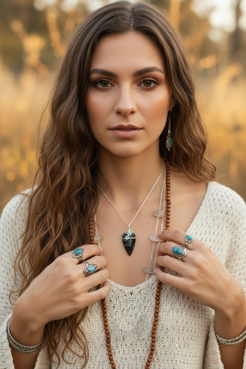 Obsidian Arrowhead Necklace Handmade