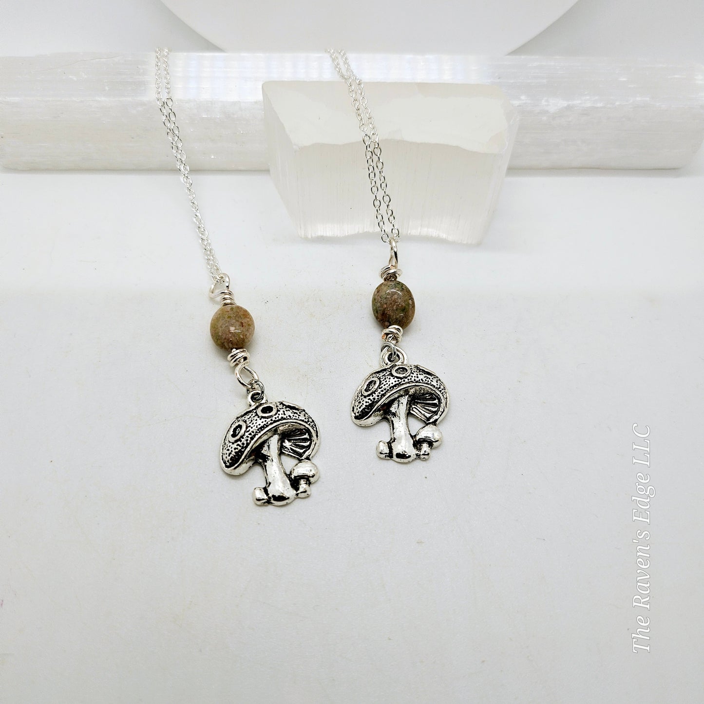 Mushroom necklace with jasper beads
