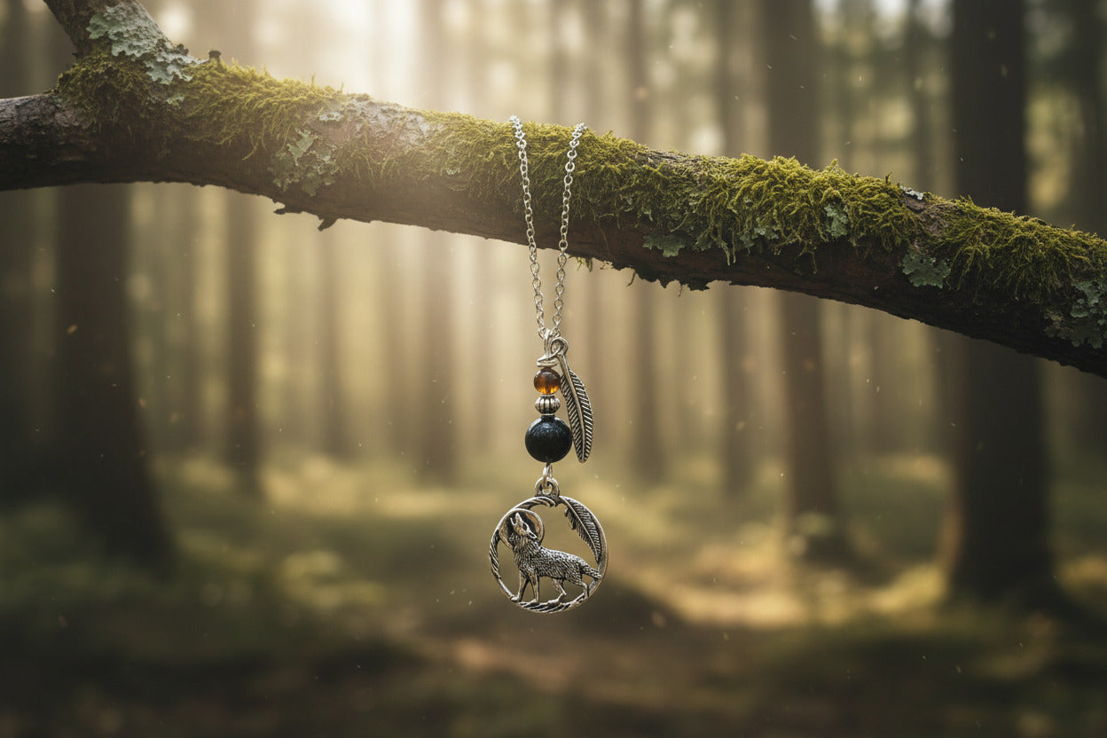Tiger's Eye Wolf Necklace - Handmade