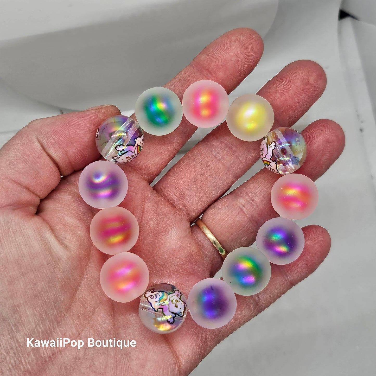 Rainbow Bear Bracelet – Kawaii Rainbow Beads – Stretchy Cute Jewelry for Girls, Teens & Magical Gift Lovers