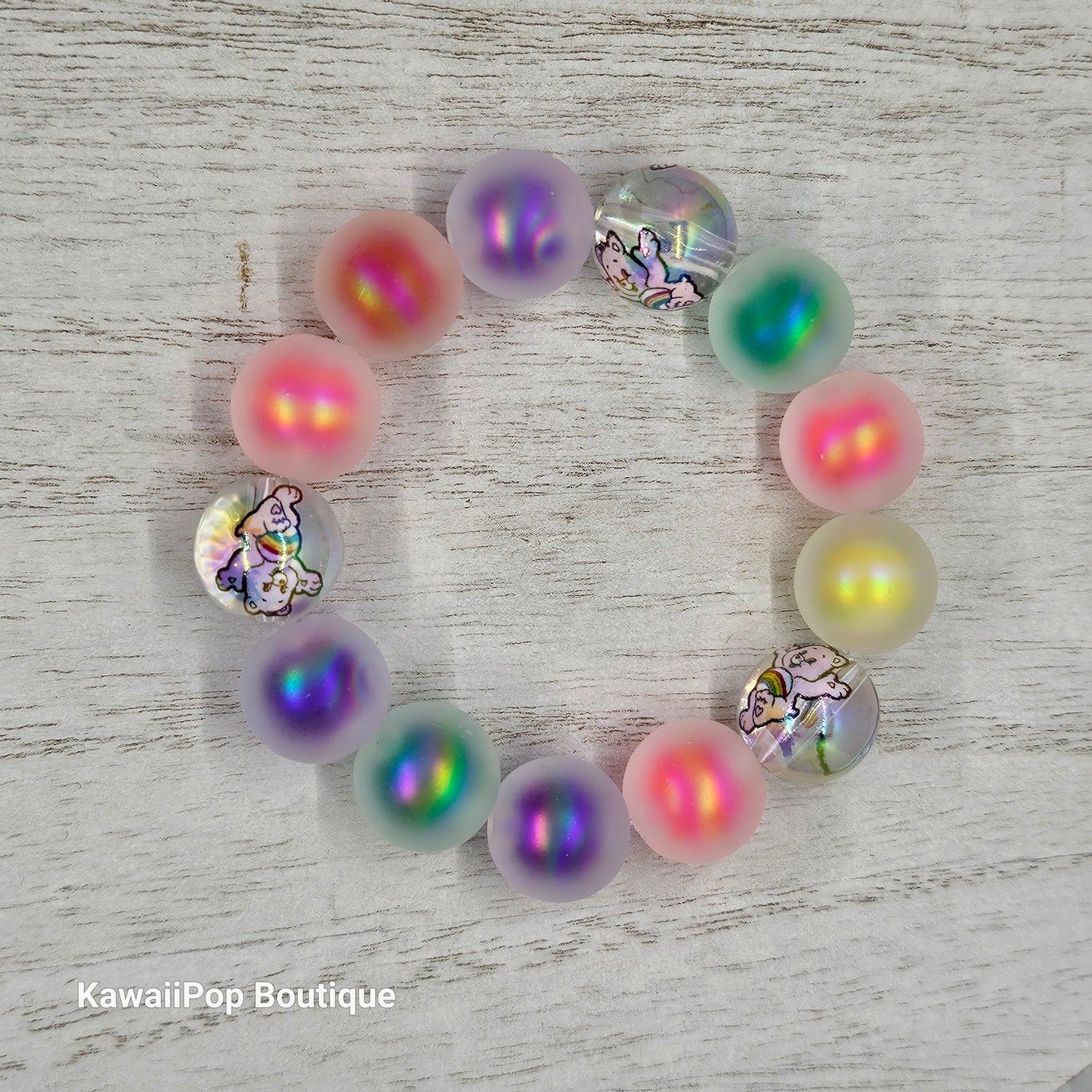 Rainbow Bear Bracelet – Kawaii Rainbow Beads – Stretchy Cute Jewelry for Girls, Teens & Magical Gift Lovers