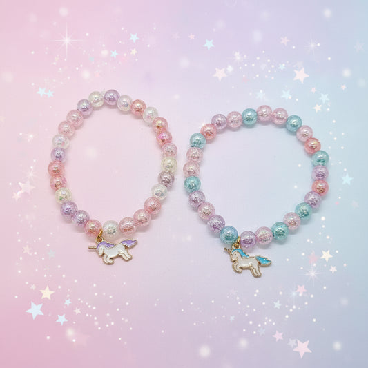 Pastel Unicorn Charm Bracelet – Kawaii Beaded Jewelry for Kids & Magical Girls