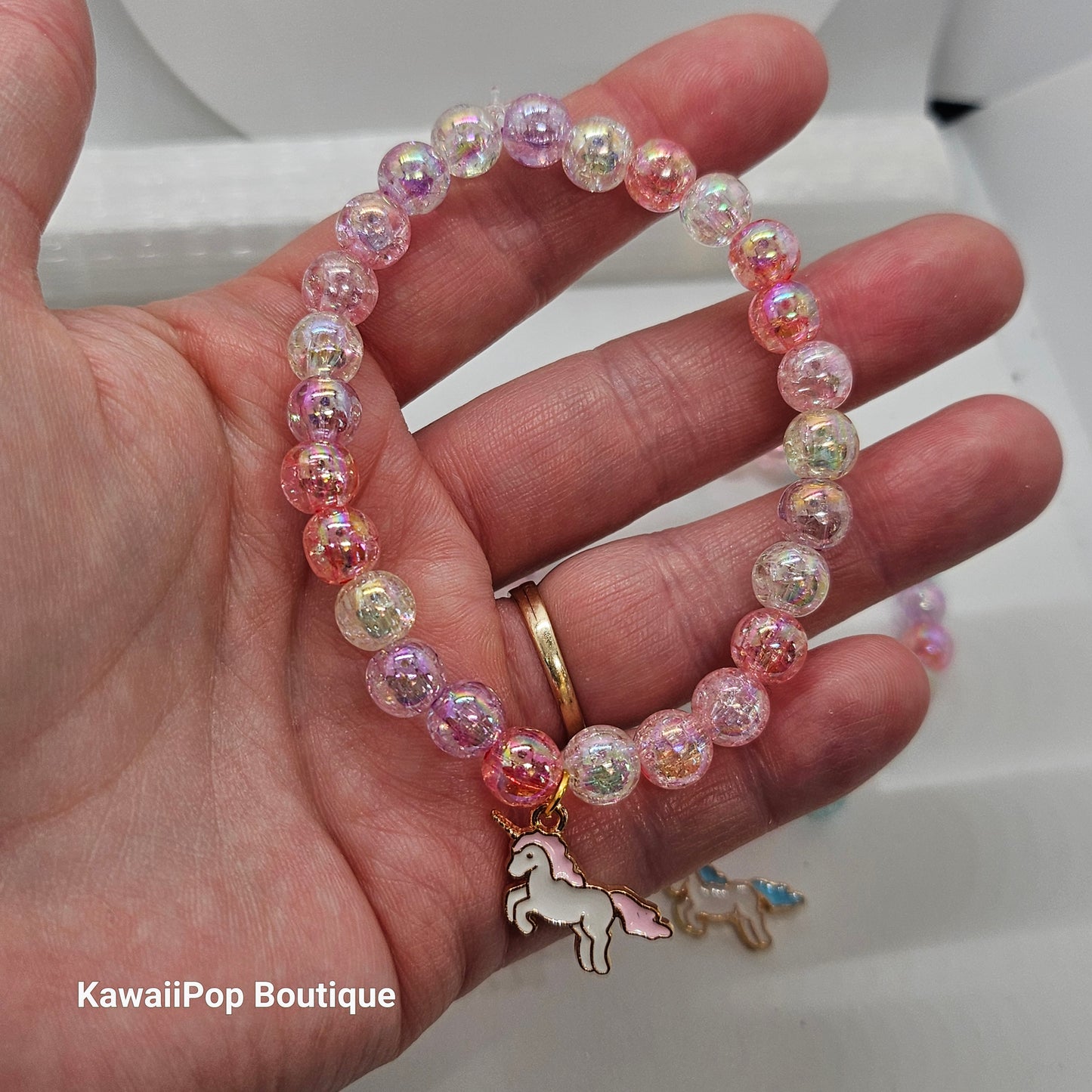 Pastel Unicorn Charm Bracelet – Kawaii Beaded Jewelry for Kids & Magical Girls