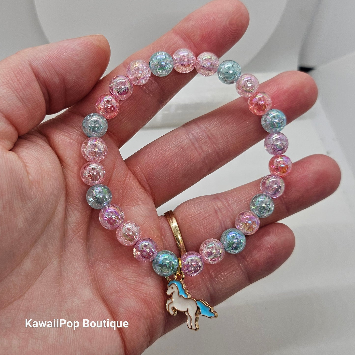 Pastel Unicorn Charm Bracelet – Kawaii Beaded Jewelry for Kids & Magical Girls