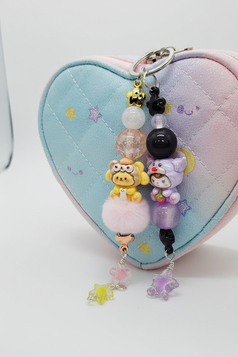 Kawaii Beaded Keychain Charms - Handmade Backpack Accessories