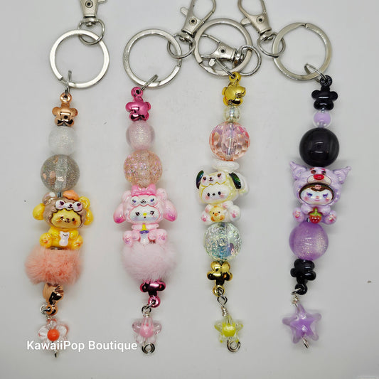 Kawaii Beaded Keychain Charms - Handmade Backpack Accessories