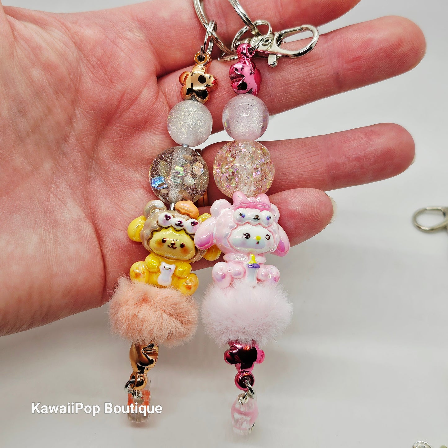 Kawaii Beaded Keychain Charms - Handmade Backpack Accessories