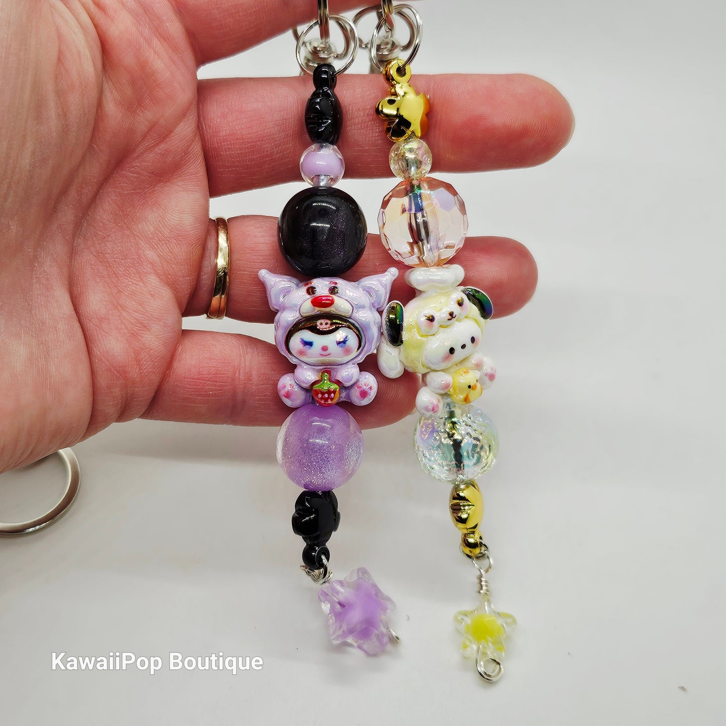 Kawaii Beaded Keychain Charms - Handmade Backpack Accessories