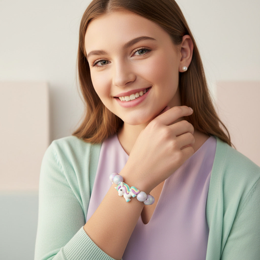Magical Unicorn Bracelet - Pastel Marbled Beads