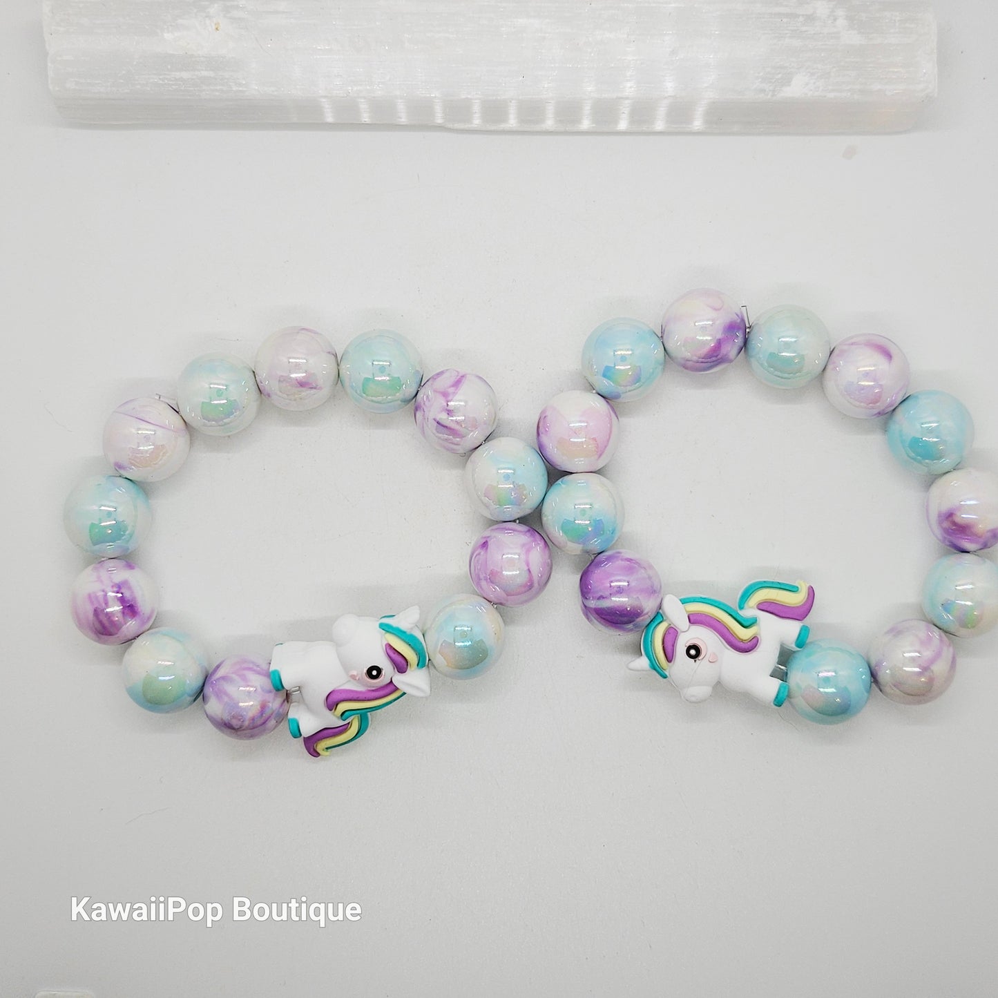 Magical Unicorn Bracelet - Pastel Marbled Beads