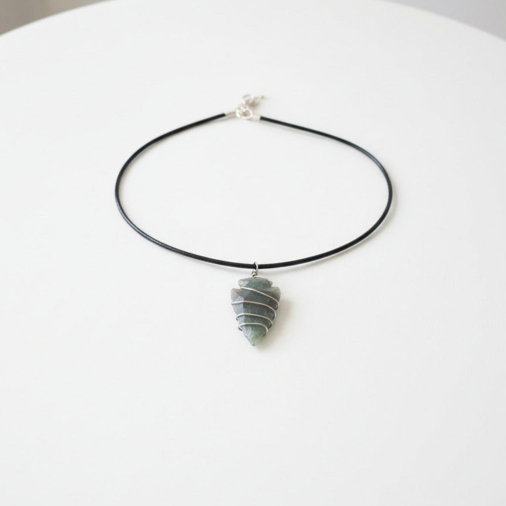 Wire-Wrapped Agate Arrowhead Men's Necklace