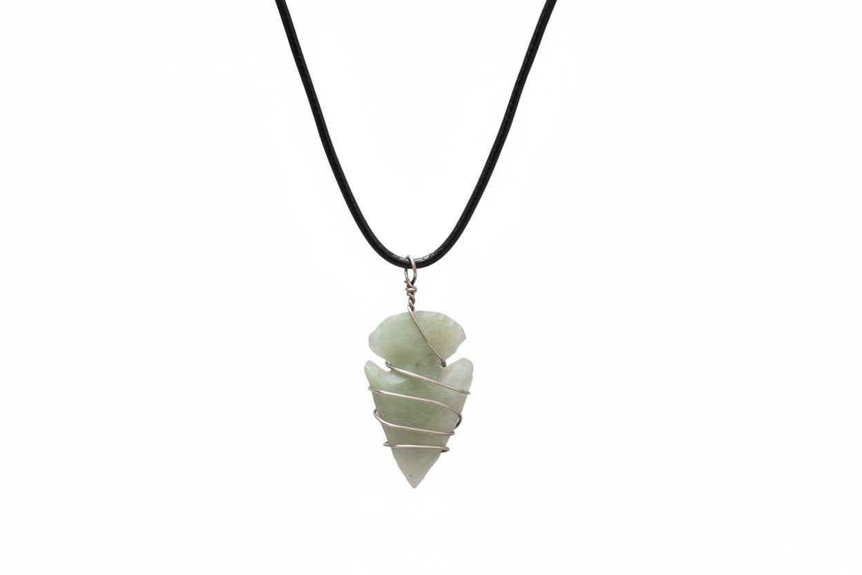 Wire-Wrapped Agate Arrowhead Men's Necklace