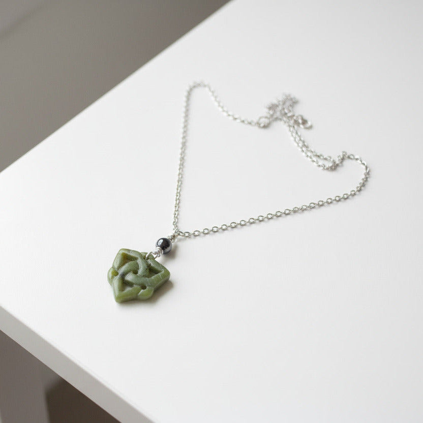 Serpentine Jasper Celtic Knot Pendant Necklace Handmade