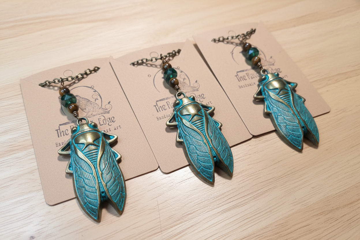 Turquoise Cicada Necklace - Handmade Mystical Pendant