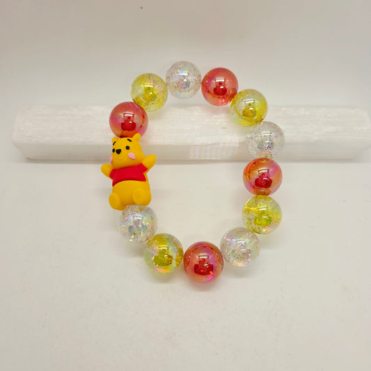 Pooh Clear Glitter Gumball Bead Stretch Bracelet