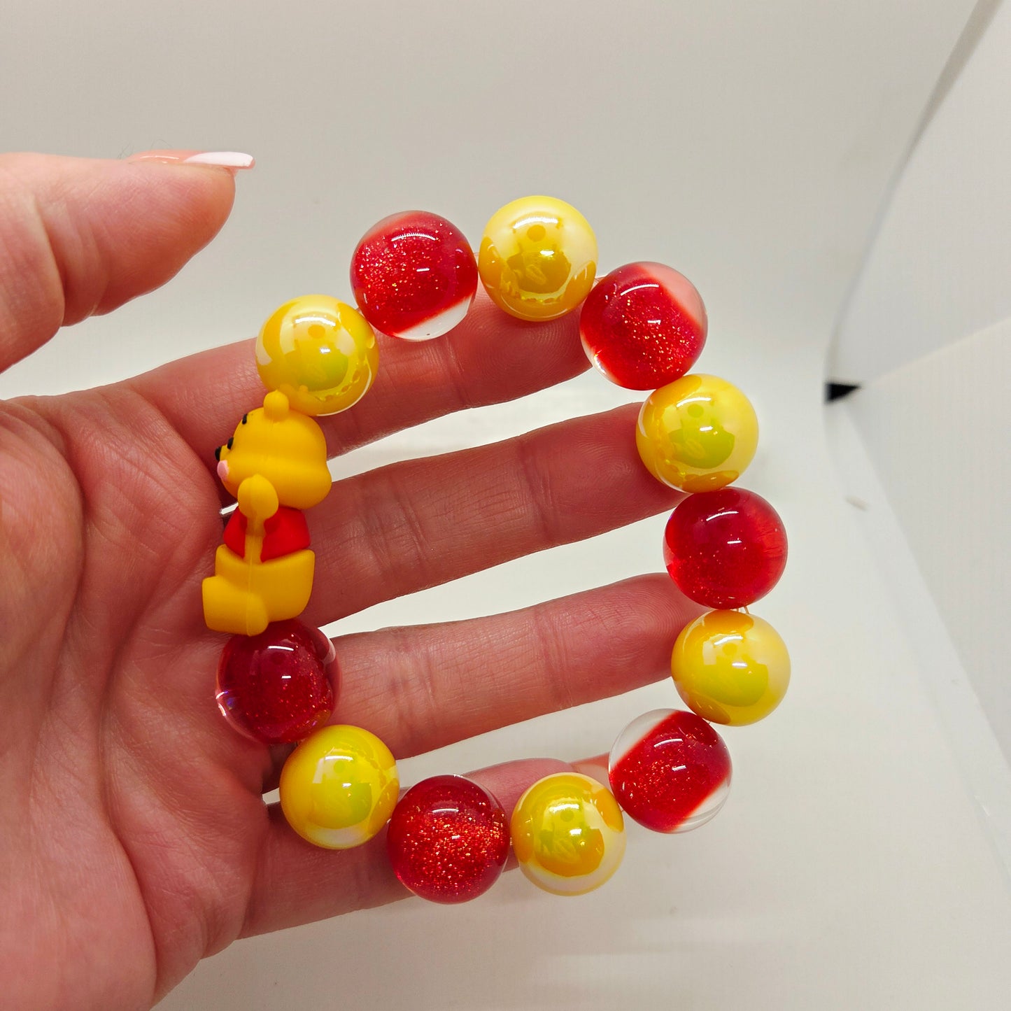 Pooh Glitter Gumball Bead Stretch Bracelet