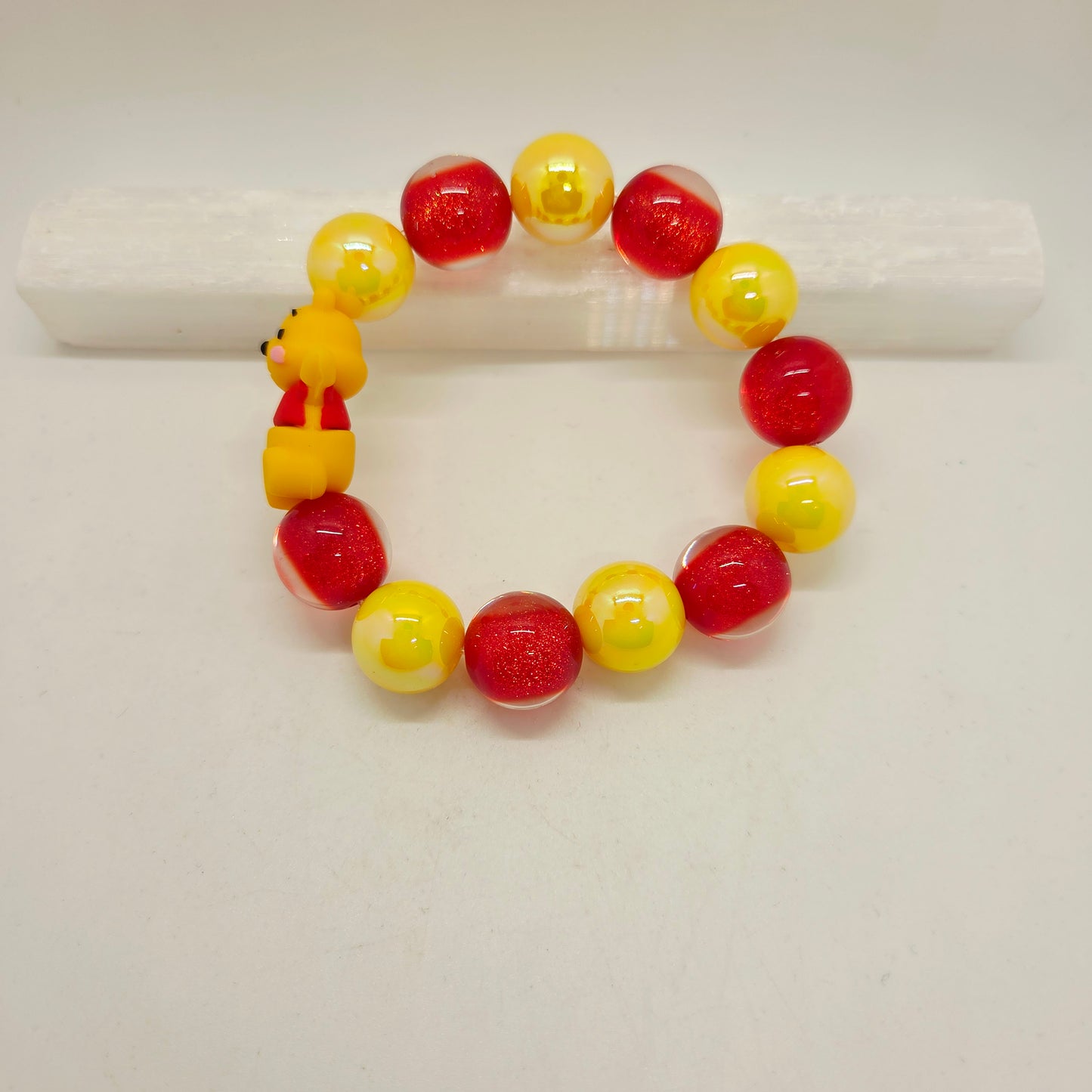 Pooh Glitter Gumball Bead Stretch Bracelet