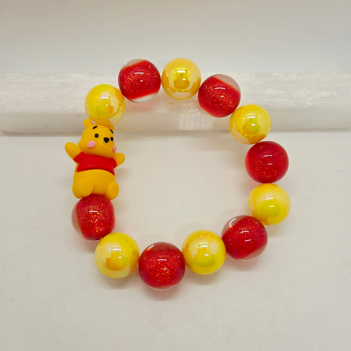 Pooh Glitter Gumball Bead Stretch Bracelet