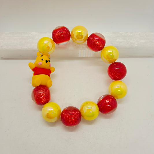 Pooh Glitter Gumball Bead Stretch Bracelet