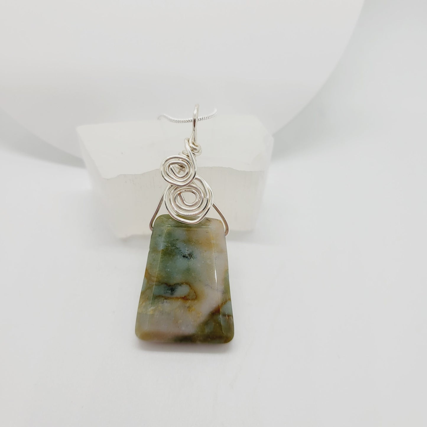 India Agate Stone Pendant Necklace Handmade