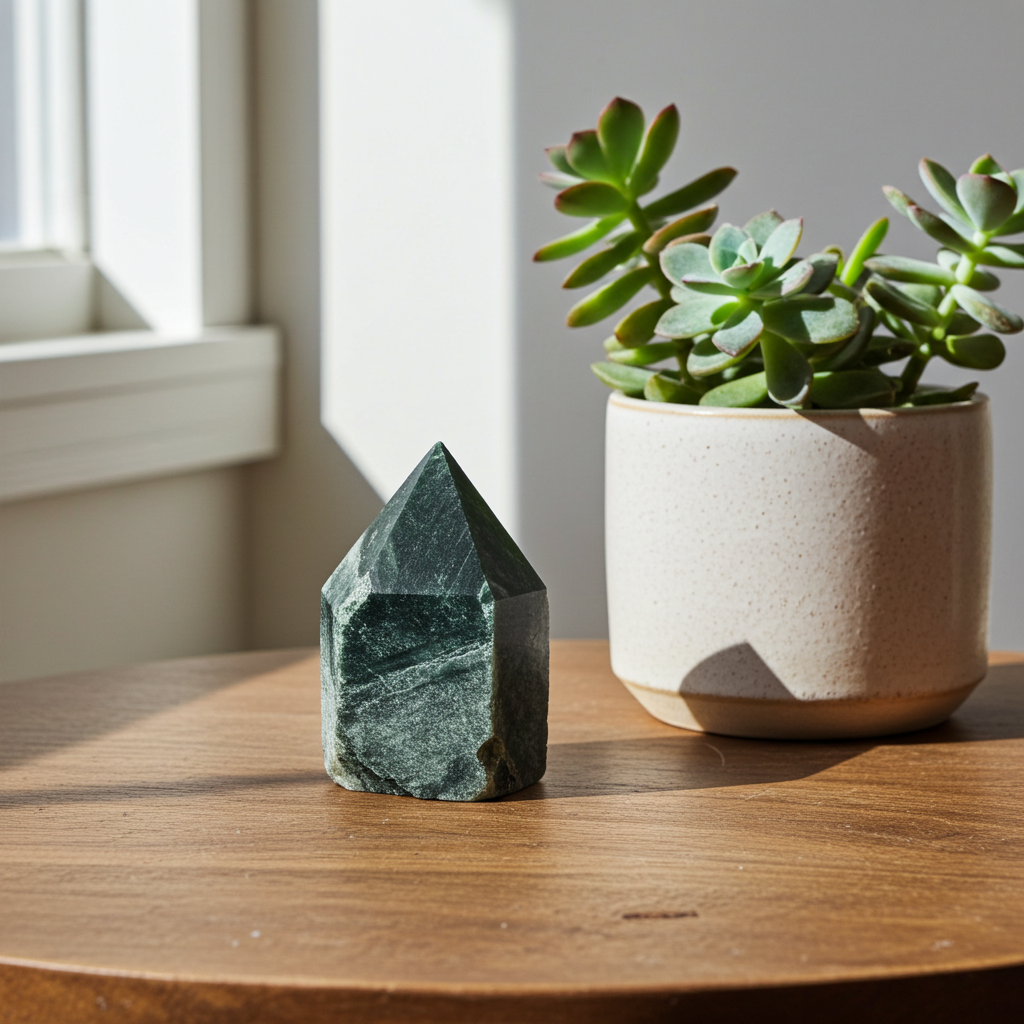 Green Fuchsite Top Polished Part Rough Crystal Points