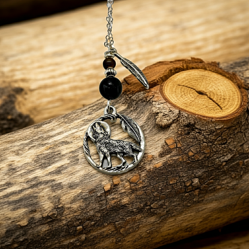 Tiger's Eye Wolf Necklace - Handmade