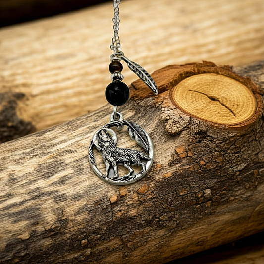 Tiger's Eye Wolf Necklace - Handmade
