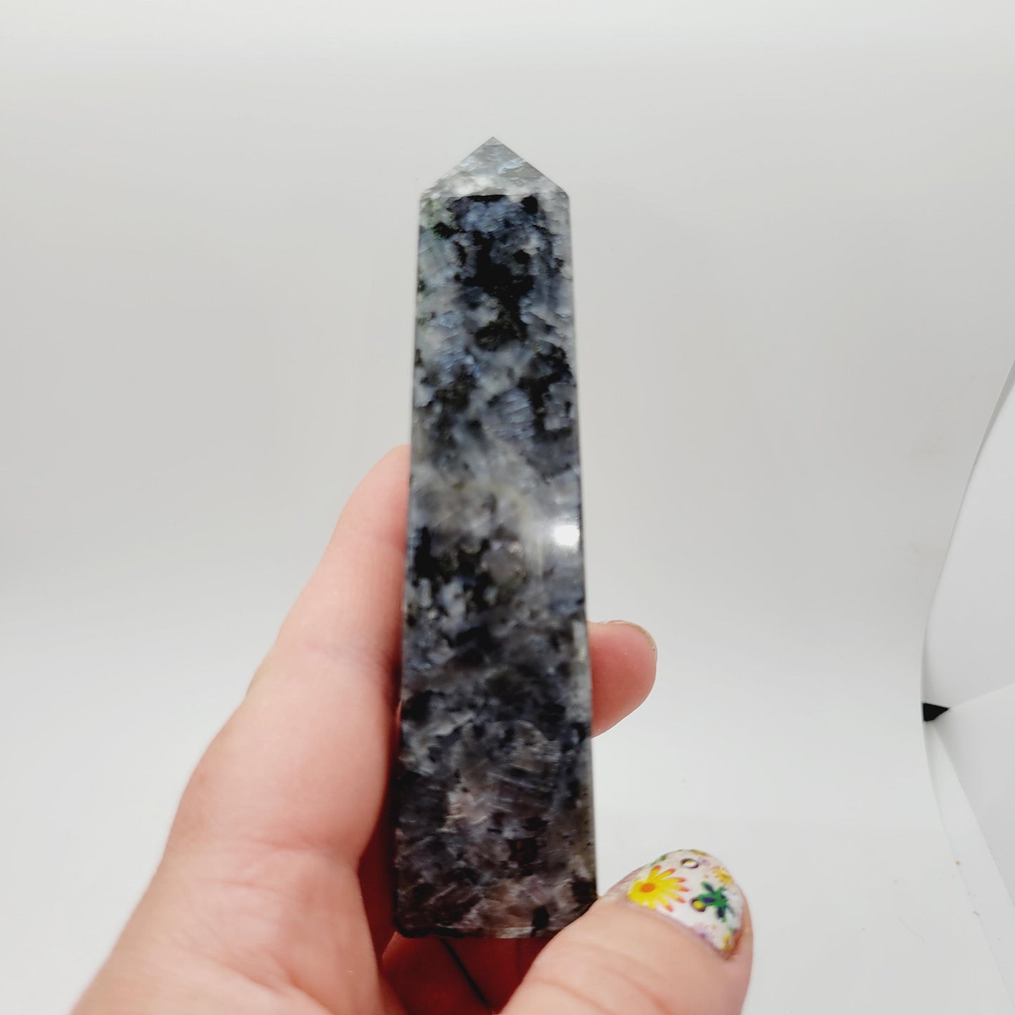 Larvikite Crystal Tower from India | Black Labradorite | Protection Stone | Root Chakra | Spiritual Gift
