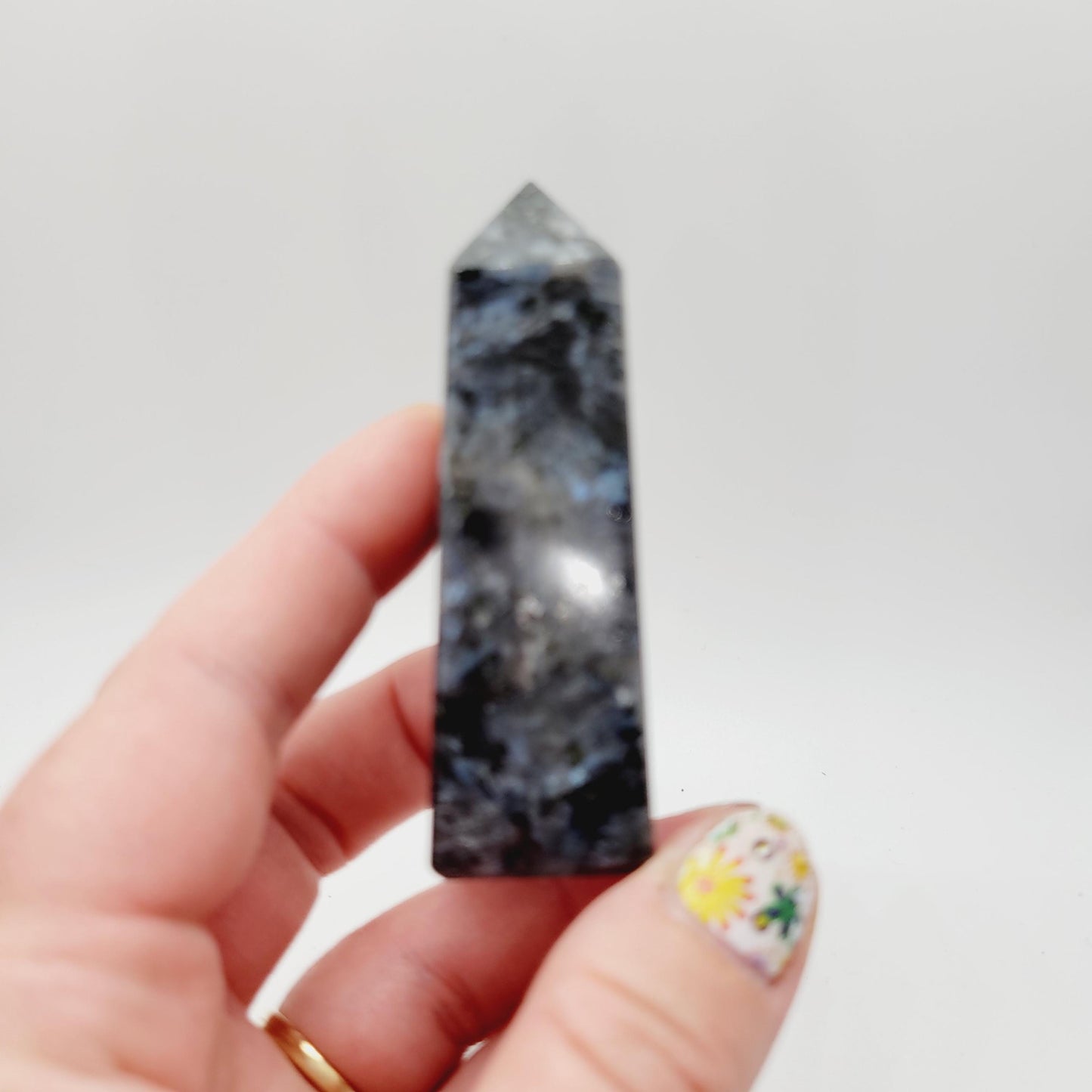 Larvikite Crystal Tower from India | Black Labradorite | Protection Stone | Root Chakra | Spiritual Gift