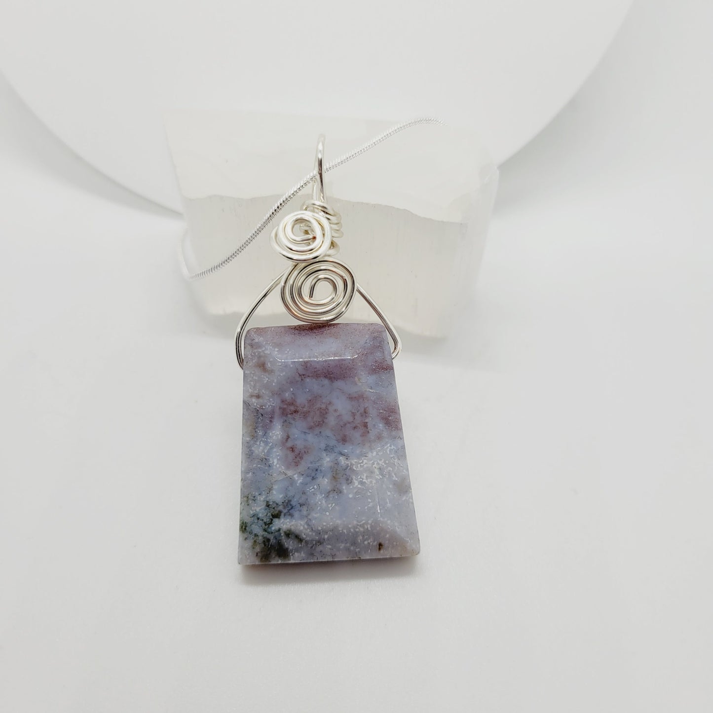 India Agate Stone Pendant Necklace Handmade