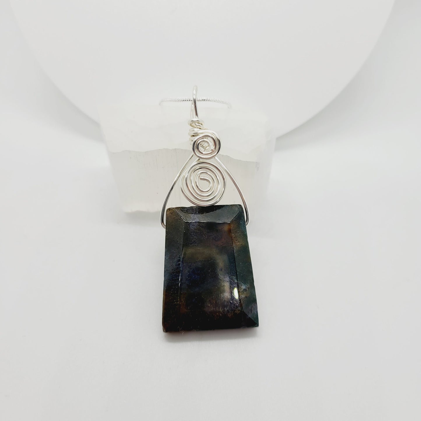 India Agate Stone Pendant Necklace Handmade