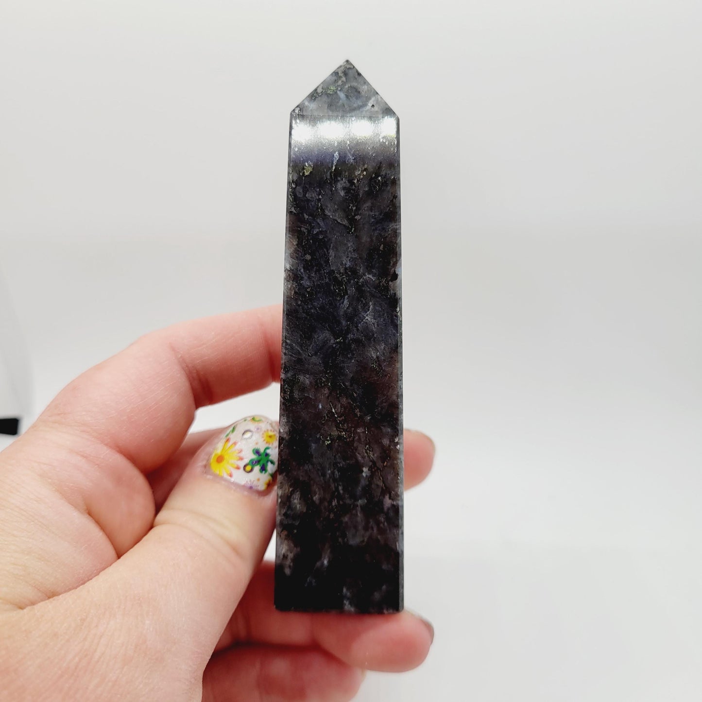 Larvikite Crystal Tower from India | Black Labradorite | Protection Stone | Root Chakra | Spiritual Gift