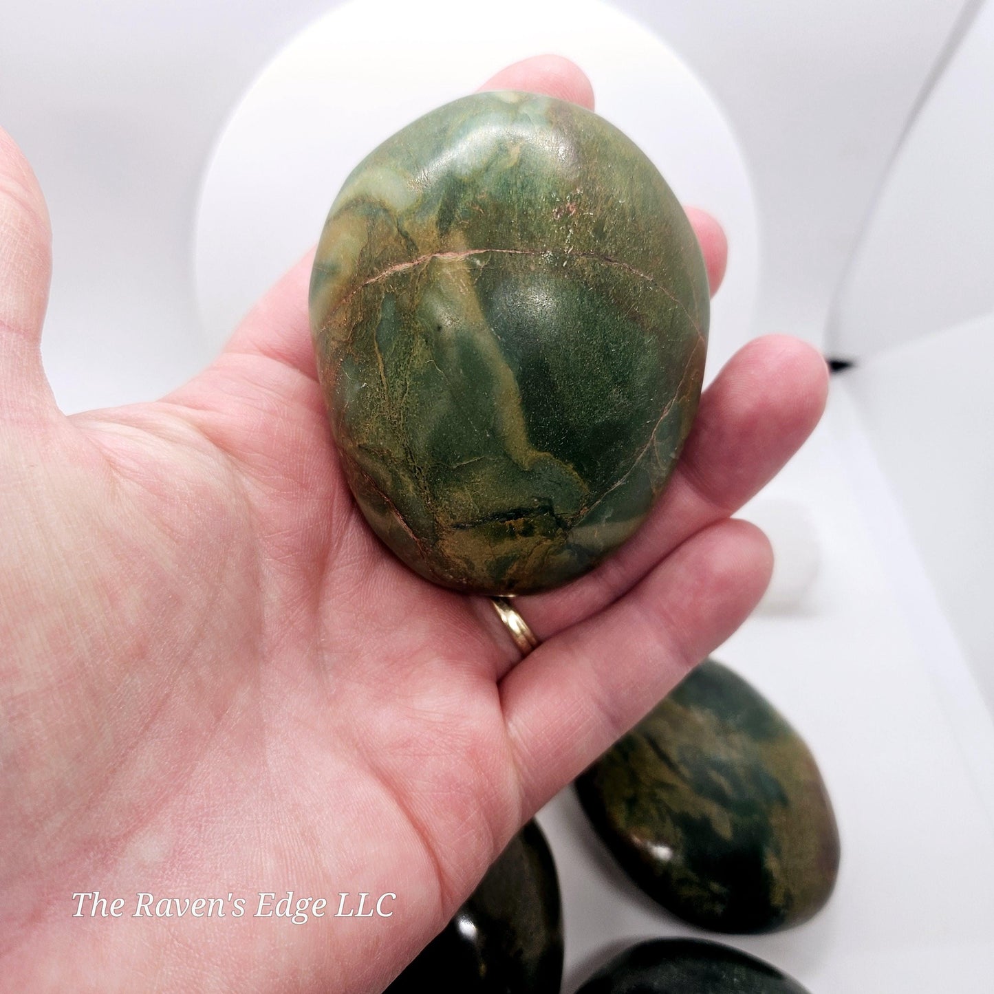 Green Verdite Jade Palm Stone – Zimbabwean Serpentine for Grounding & Wisdom